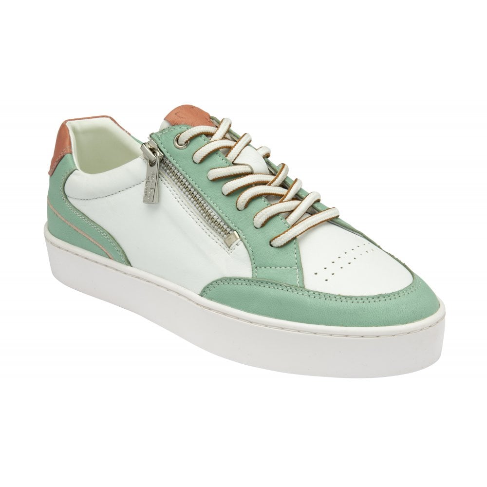 White & Green Leather Sierra Casual Trainers