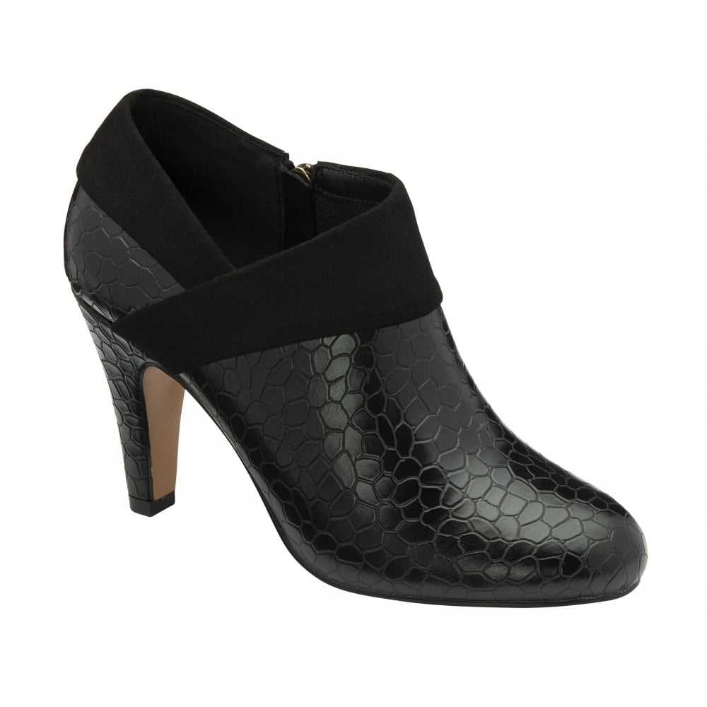 Black croc print Maya Stiletto Heel Shoe Boots