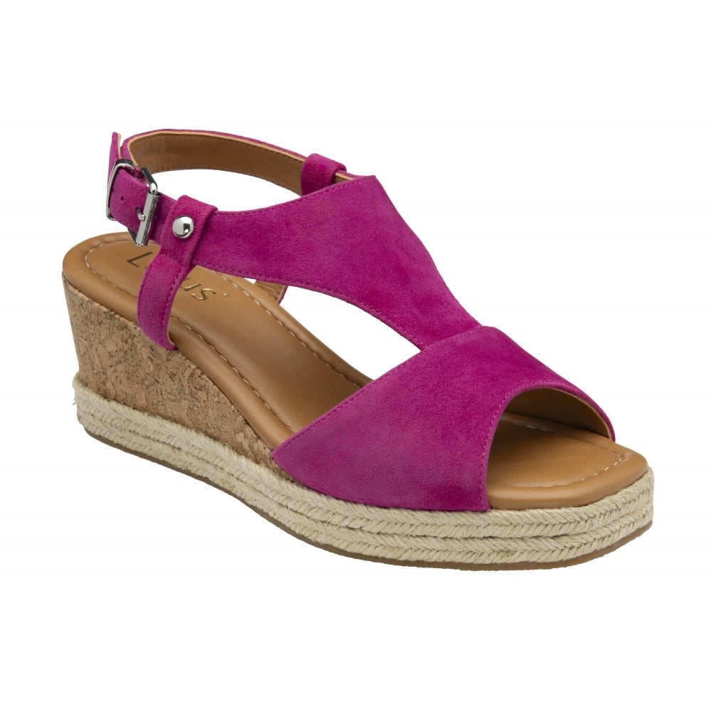 Pink Suede Madalene Wedge Sandals